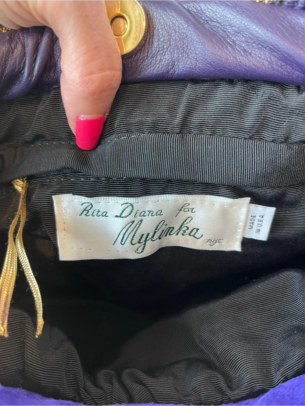 Vintage Rita Diana For Mylinka Boho Purple Clown Purse Bag